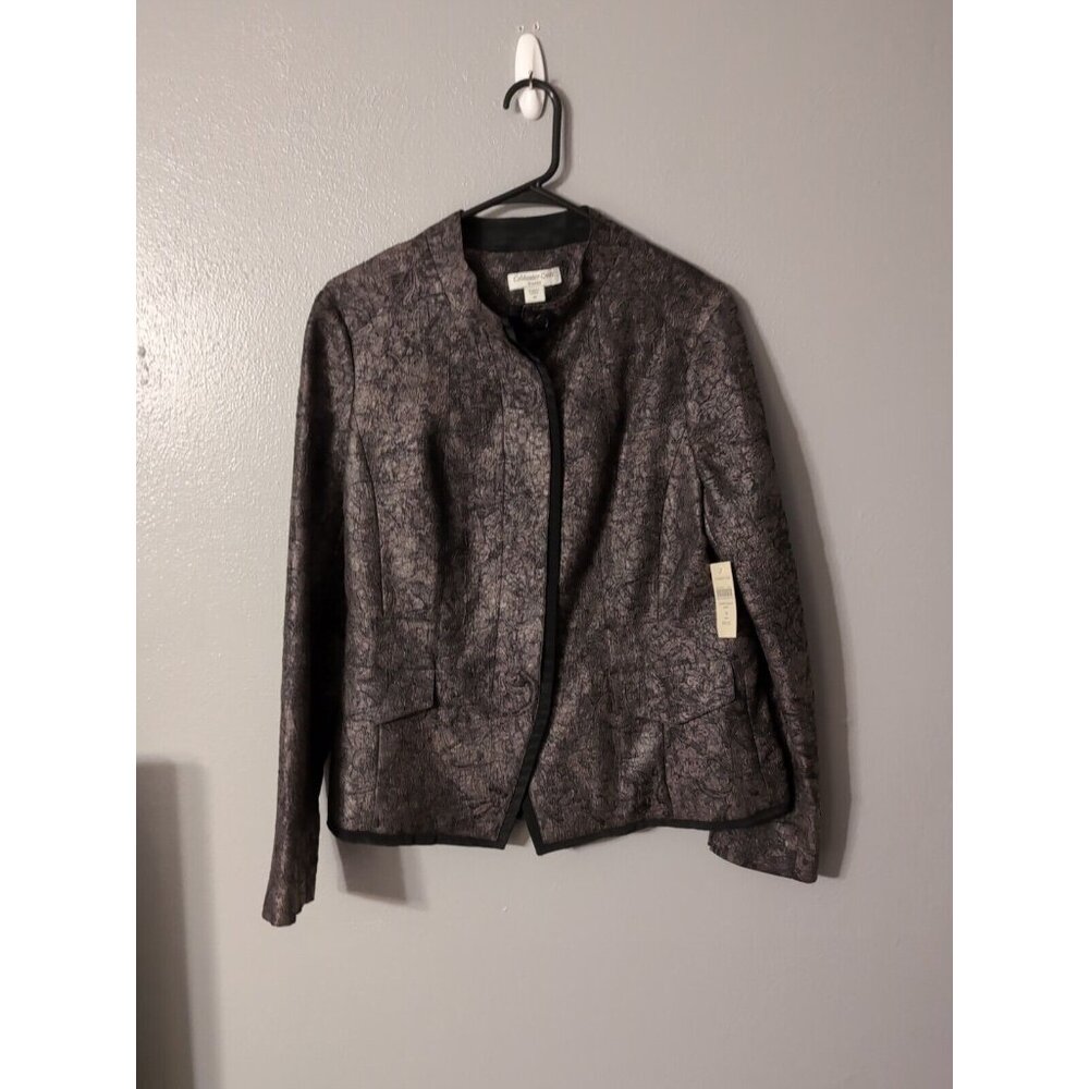 Coldwater Creek Multicolor Shaped Metallic Lacquard Button Jacket Size 10